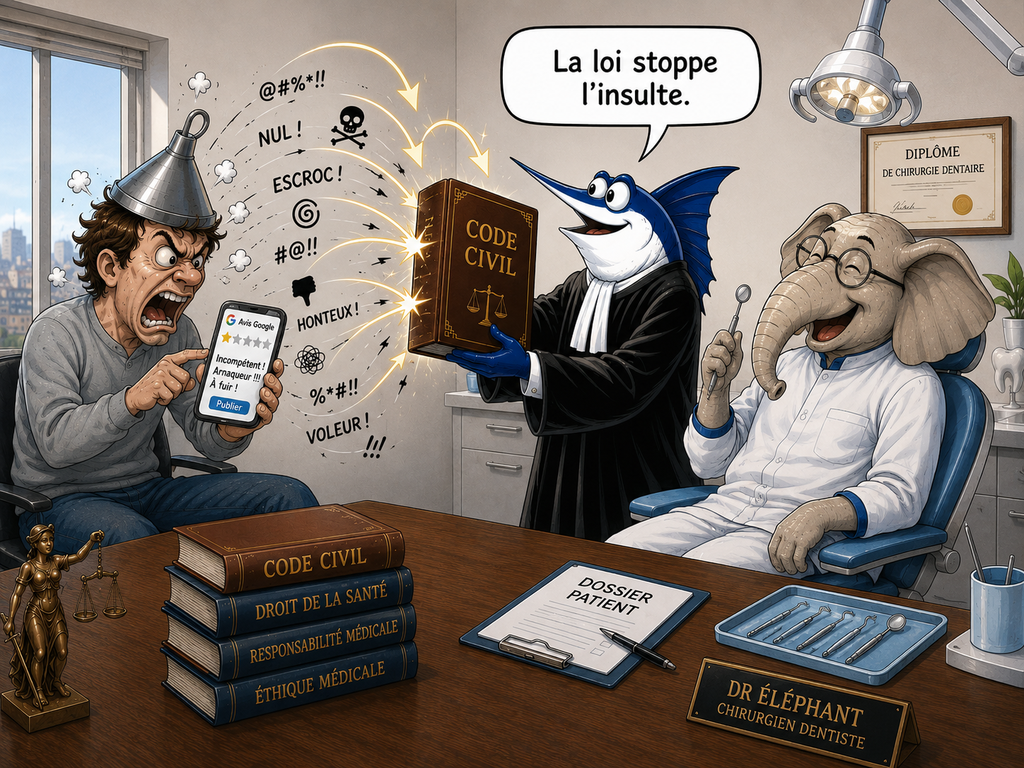 Suppression des avis Google. Dentiste. Professionnel de santé.